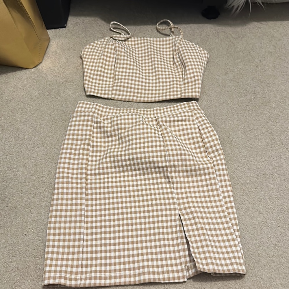 Two Pieced Yellow Checkered Set